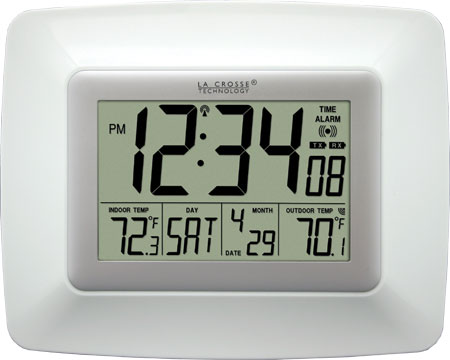Atomic Digital Wall Clock with Indoor/Outdoor Temperature