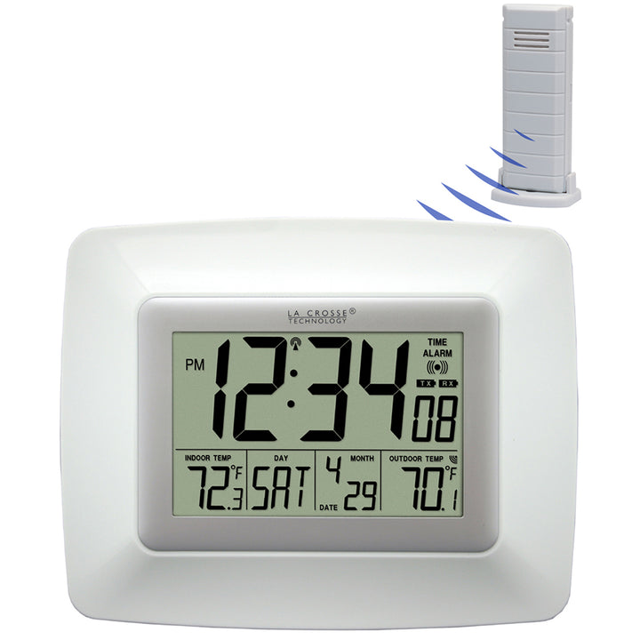 Atomic Digital Wall Clock with Indoor/Outdoor Temperature