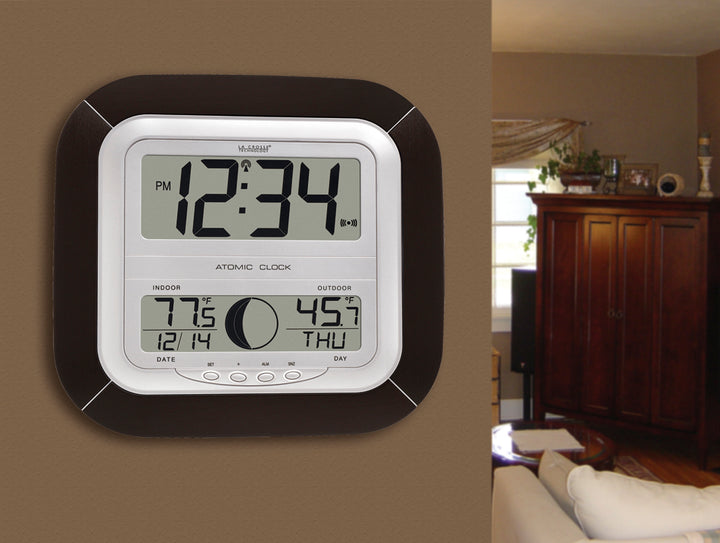 WS-8418U-IT Atomic Digital Wall Clock with Moon Phase – La