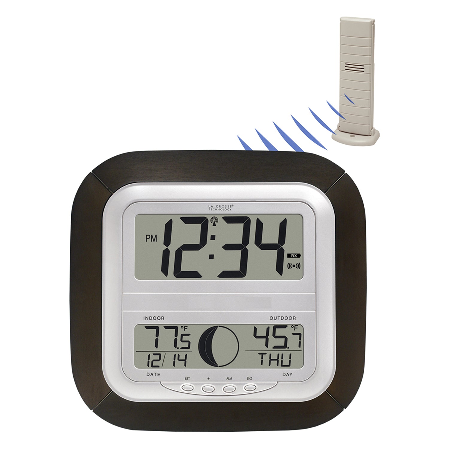 Atomic Digital Wall Clock with Moon Phase