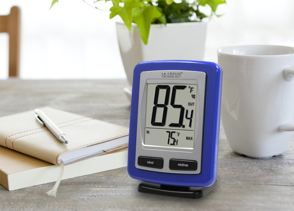 La Crosse Technology WS-9002U-CBP Wireless Thermometer, Wireless Outdoor  Temperature , Indoor Temperature, Records MIN 