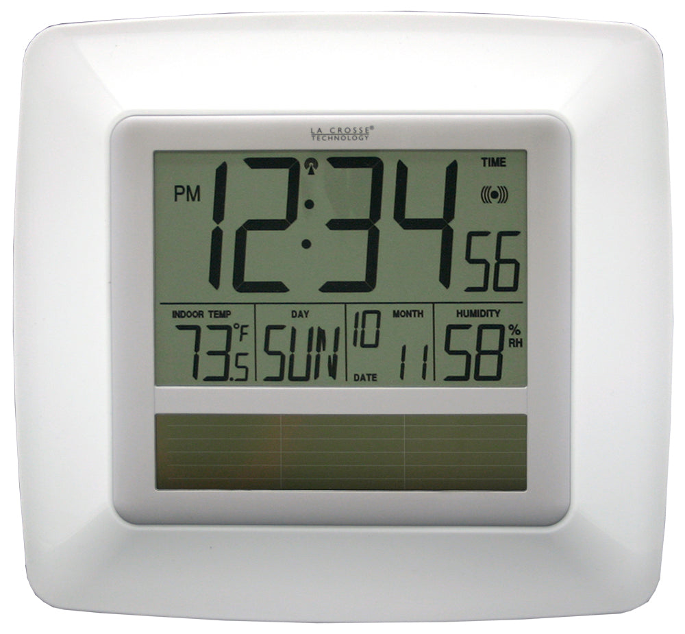 Solar Atomic Digital Wall Clock with Indoor Temperature and Humidity