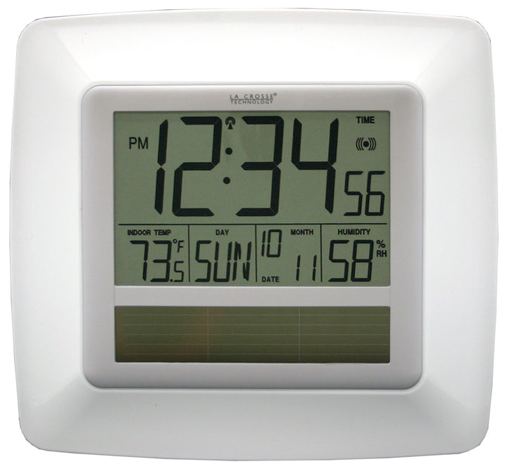 Solar Atomic Digital Wall Clock with Indoor Temperature and Humidity